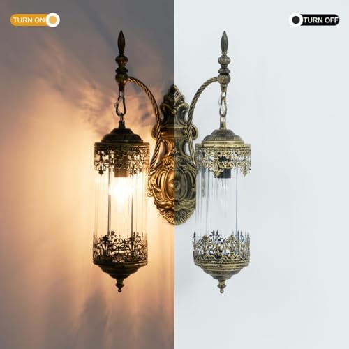 Antique Gothic Glass Wall Sconce for Bedroom