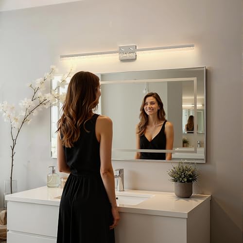 48inch Vanity Light Bar Over Mirror Nickel Bubbled Acrylic 3CCT