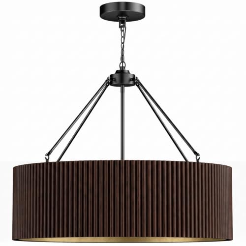 Walnut Wood Drum Chandelier