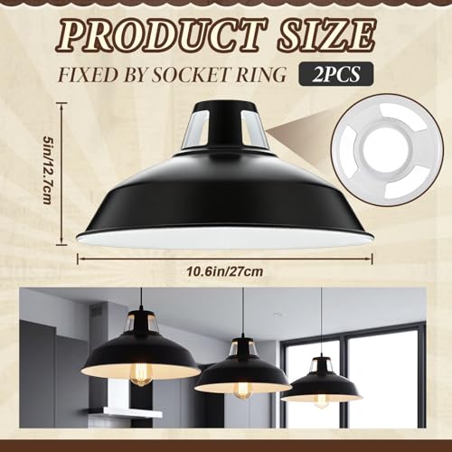 2 Pack Black Empire Metal Pendant Light Shades (2 Count)