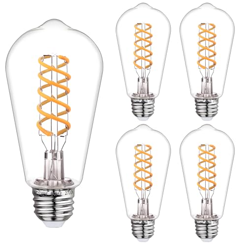 4 PCS ST58 Dimmable Spiral Vintage E26 LED Bulb 60 Watt LED Edison Bulbs (4 Count)