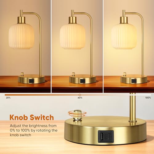 Cream Glass Table Lamps Set of 2 (2 Count)