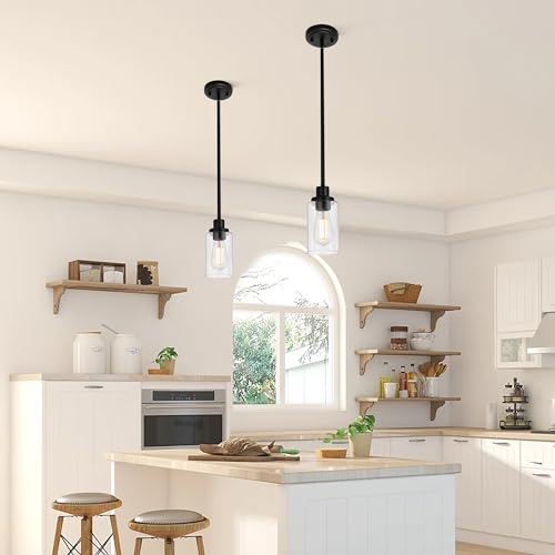 2 Pack Pendant Light Black Adjustable Hanging Ceiling Lights (2 Count)