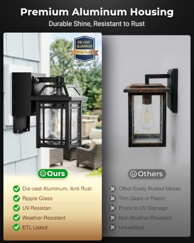2 Pack Dusk to Dawn Porch Light with GFCI Outlet (Black / D2D 2-Pack)