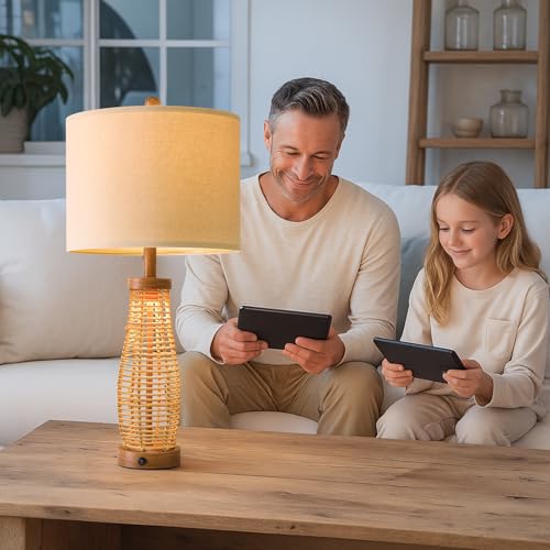 28" Table Lamps Set of 2 with Dual Night Lights (2 Count)
