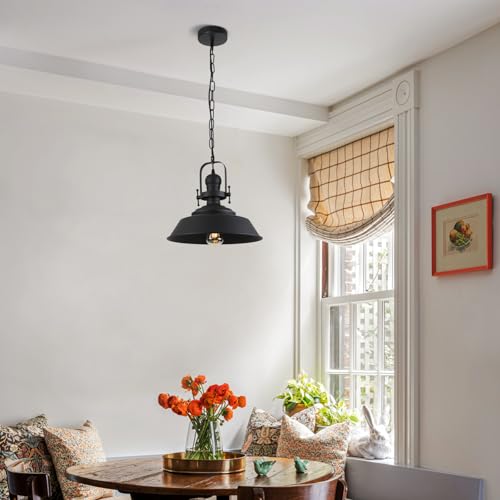 14" Farmhouse Black Pendant Light for Kitchen Island