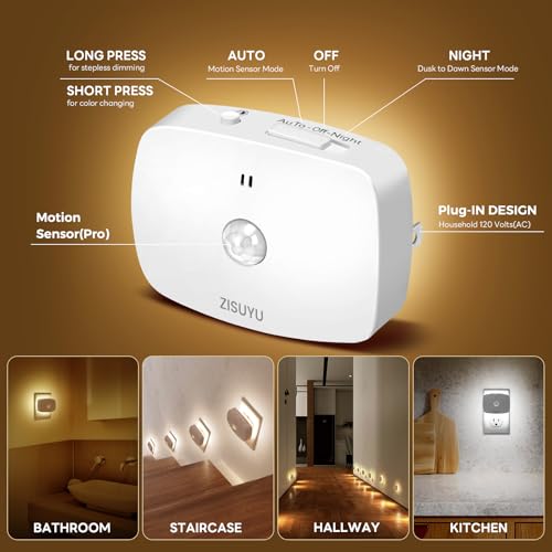 Plug in LED Backlit Night Light with Motion Sensor & Dusk to Dawn Sensor (6 Count)
