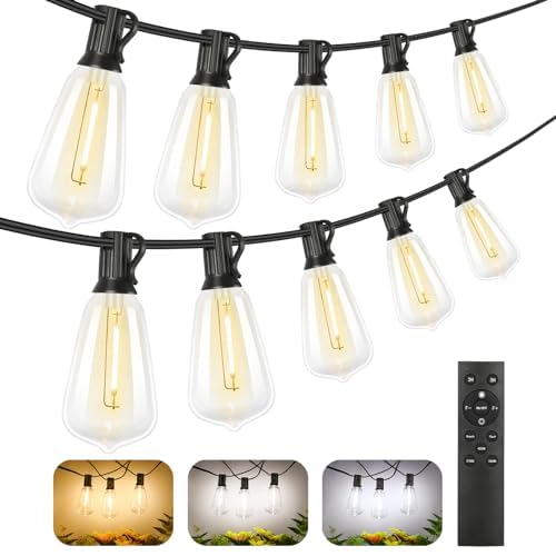 3 Color in 1 LED Outdoor String Lights with Remote