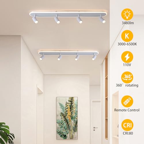 Modern LED Ceiling Light with 4 Spotlights
