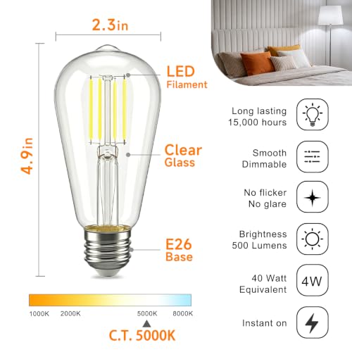 Vintage Edison LED Light Bulbs (4 Count)
