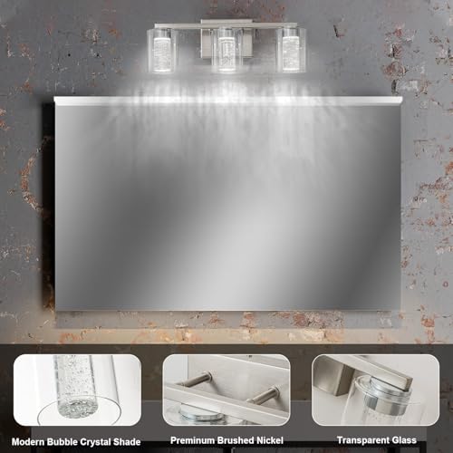 3 Light Brushed Nickel Vanity Light with 3 Color Modes