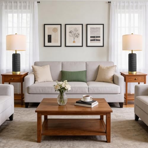 Ceramic Table Lamps Set of 2 for Living Room (2 Count)