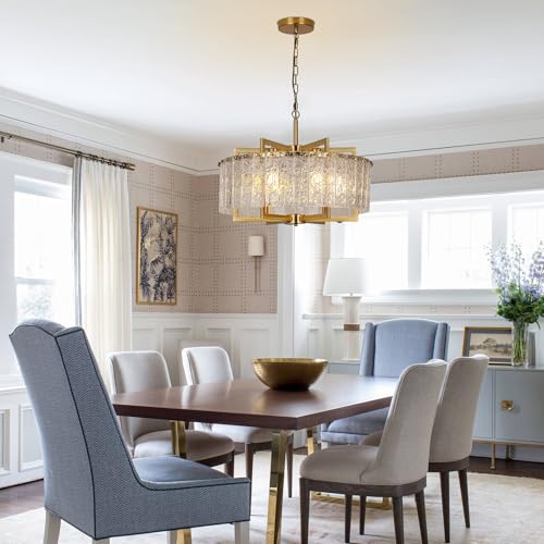 Gold Crystal Chandeliers for Dining Room (6 Count)