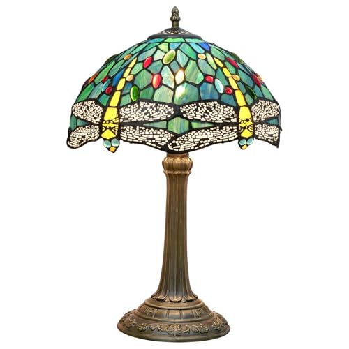 Tiffany Lamp Stained Glass Table Lamp for Living Room Bedroom Bedside Nightstand Home Office LED Bulb Included