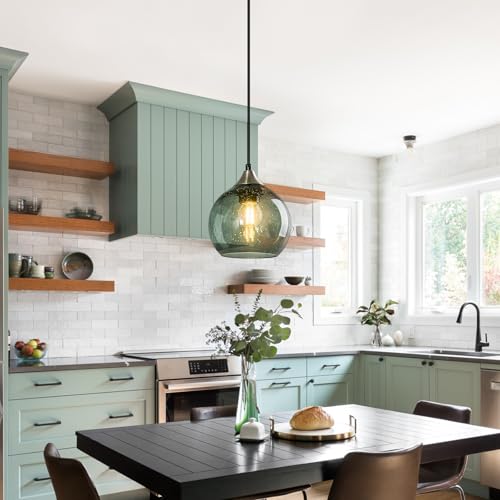 Gray Green Glass Pendant Lights Kitchen Island Lighting Globe Pendant Light Fixtures Modern Pendant Lighting for Kitchen Island Bedroom Living Dining Room Light Fixture