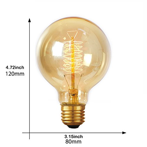 4 Pack Edison Light Bulbs 60 Watt Dimmable G80 Vintage Warm Bulbs (4 Count)