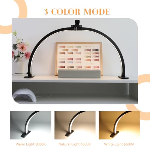 Foldable Large Half Moon LED Light for Table Nail Desk with Phone Stand