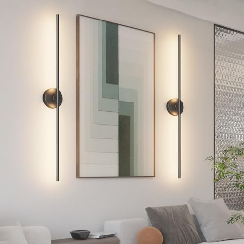 40In Hardwired Modern Wall Sconce for Bathroom Black Vanity Light Fixture 3000K Bathroom Sconce 360° Rotate Warm Light for Bedroom Living Room