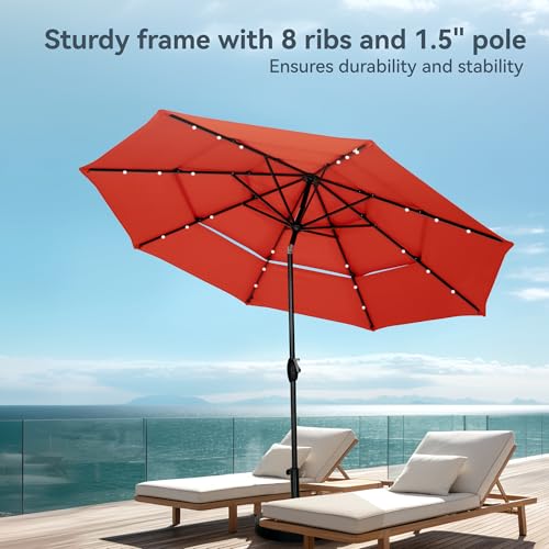 10ft Outdoor Patio Umbrella with Solar Lights