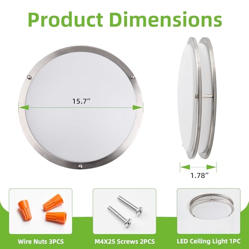 16 inch Dimmable LED Flush Mount Ceiling Light Fixture