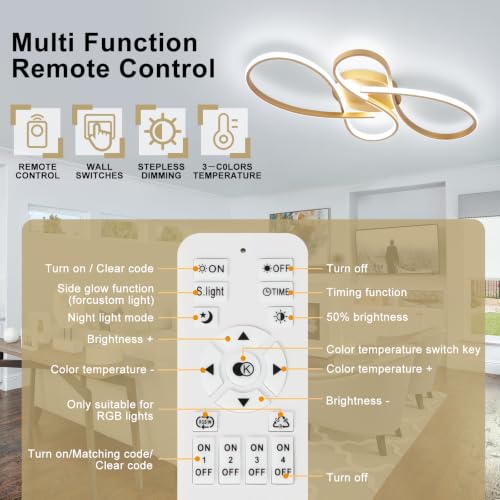 66W Dimmable Modern LED Ceiling Light Fixtures 3000K