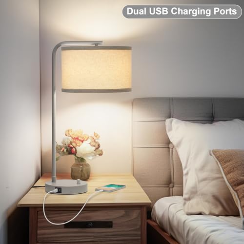 25" Tall Table Lamp with USB C+A Ports