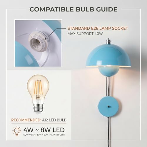 Mid Century Modern Bud Plug in Wall Sconces for Bedroom