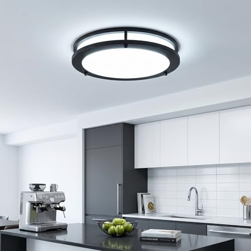LED Flush Mount Ceiling Light Fixture Remote Dimmable Brushed Nickel (2 Count)