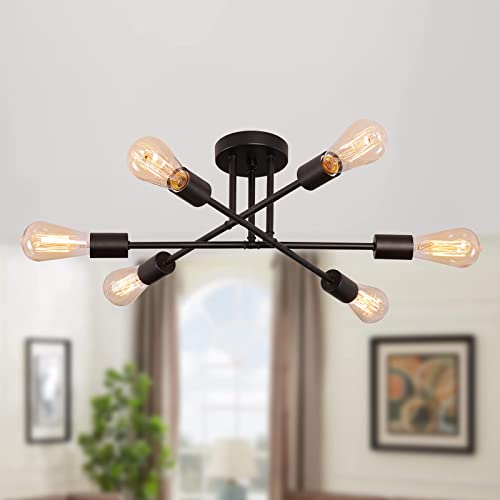 Black Modern Sputnik Chandelier Ceiling Light Fixtures
