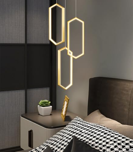 3 Rings Dimmable Pendant Lighting Adjust LED Mini Chandelier Ceiling Light Fixtures for Kitchen Island Dining Room Living Room Bedroom Gold