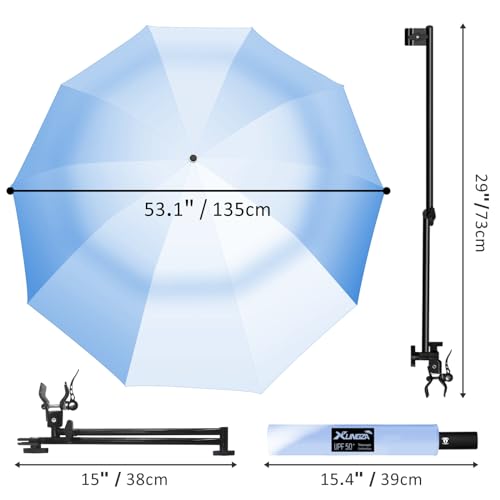 UPF 50+ Beach Umbrella with Adjustable Universal Clamp