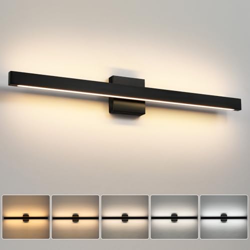 Modern Bathroom Vanity Light Black Bathroom Light Fixture Over Mirror 32 Inch 26W Dimmable 5CCT LED Vanity Light Bar for Bathroom Mirror Cabinets Bedroom