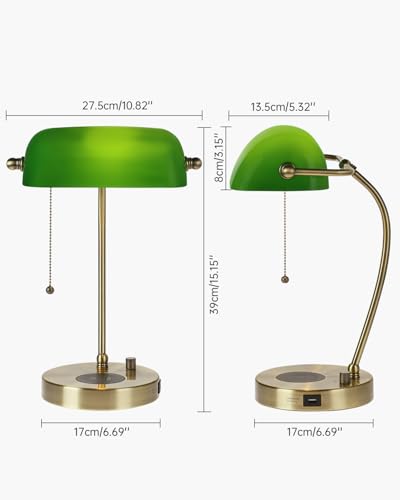 Stepless Dimmable Green Glass Bankers Desk Lamp