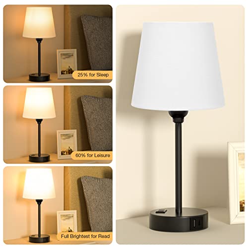 White Bedside Lamps Set 2 for Bedroom (2 Count)
