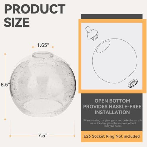 1 Pack Clear Seeded Glass Shades