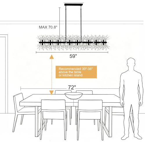 59" Linear Crystal Firework Chandelier Large Dandelion Dining Light