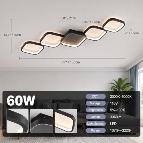 39.37 Inch Modern LED Ceiling Light Fixture