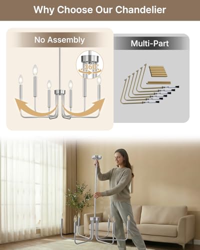 6 Light Brushed Nickel Chandelier