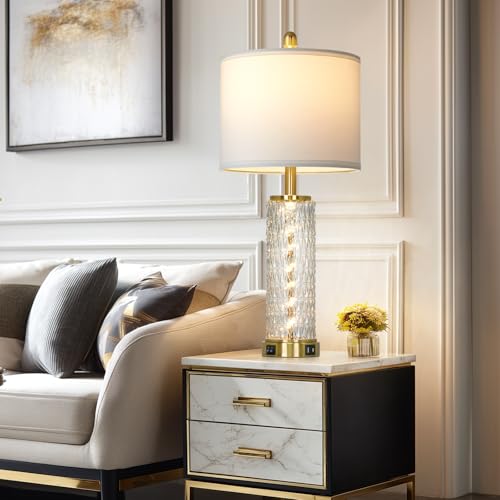 28" Gold Glass Table Lamps Set of 2 (2 Count)