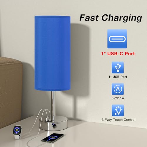 Blue Touch Table Lamp for Bedroom
