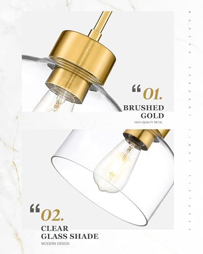 2 Pack 8" Brushed Gold Pendant Lights Kitchen Island