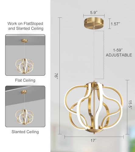 Modern Gold LED Chandelier with Remote Control (8 Count)