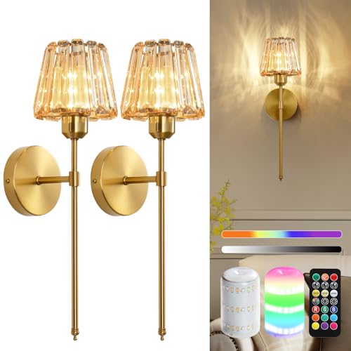 Battery Operated Crystal Wall Sconce Set of 2 (2 Count)