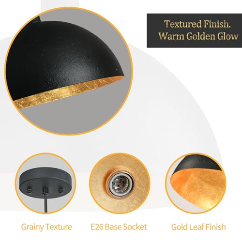 Black and Gold Dome Pendant Light