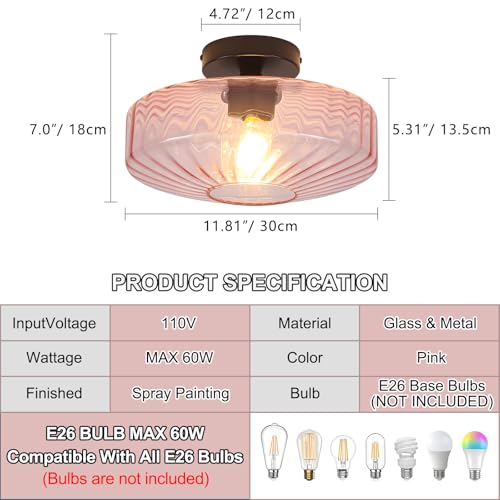 Pink Glass Ceiling Light