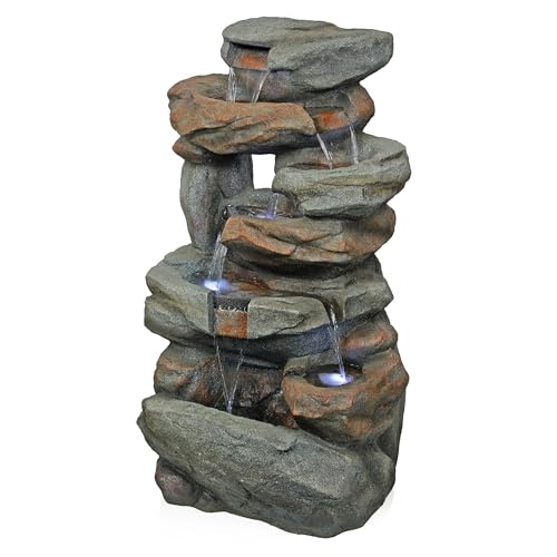 WIN1484S Cascading Natural Stone Fountain with LED Lights