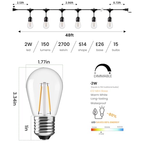 96 FT Outdoor String Lights 2W (96 Foot)