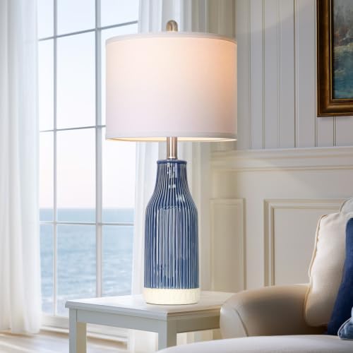 24.5" Blue Ceramic Table Lamps Set of 2 for Bedroom (2 Count)