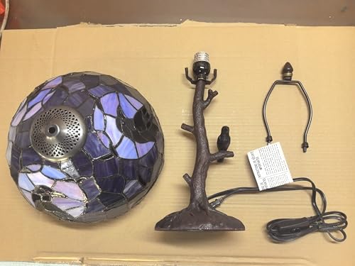 L12024 Tiffany Style Stained Glass Raven Table Lamp