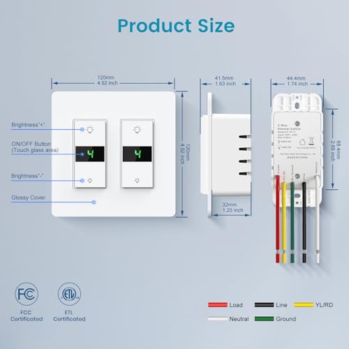 Smart Dimmer Switch 2Gang Digital Display Single